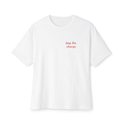 Beach Club Receipt Oversized Boxy Tee — Mykonos Bar Tab Lipstick Kiss T-Shirt