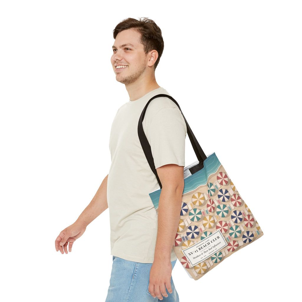 XV/15 Beach Club All-Over Print Tote Bag — Retro Beach Umbrella Tote