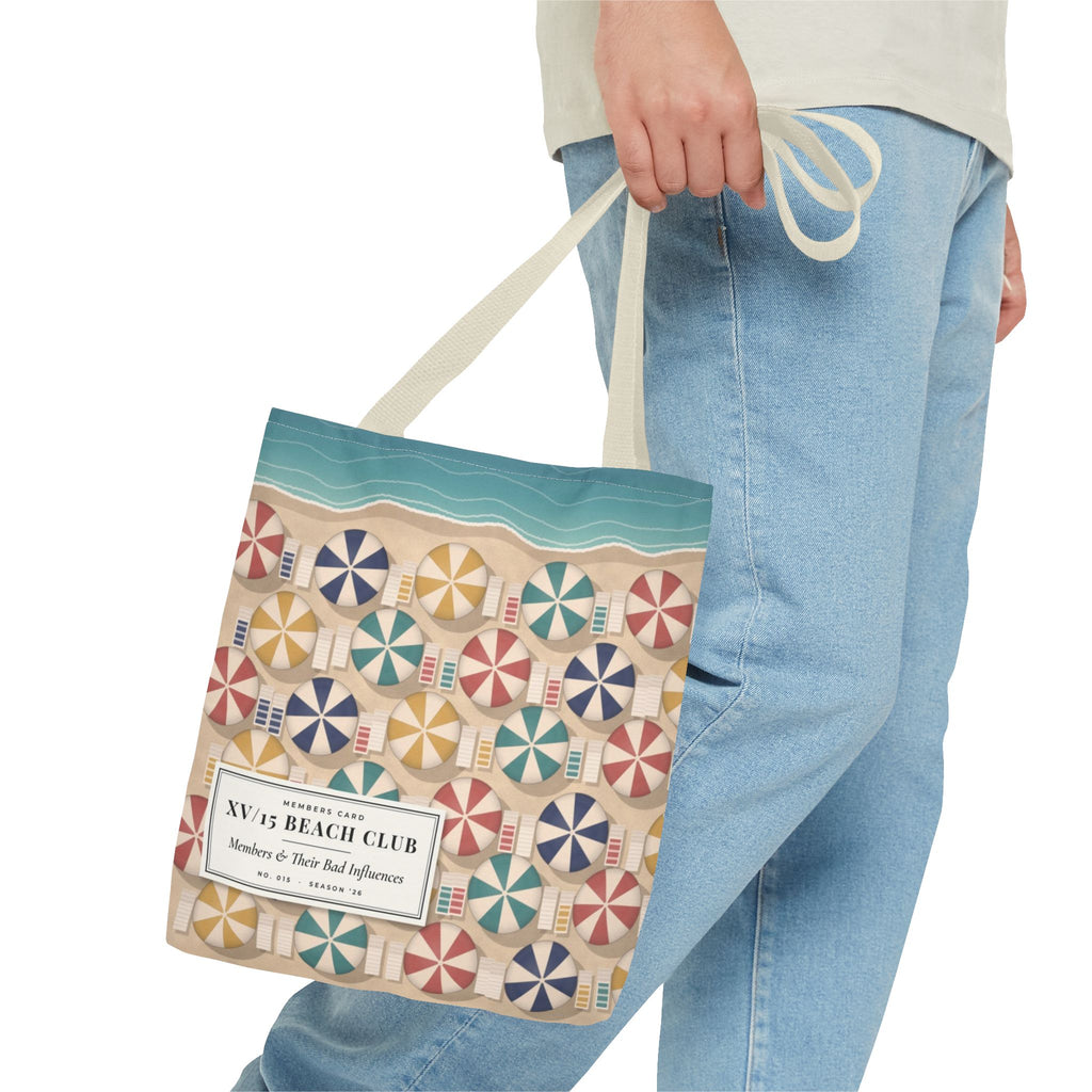 XV/15 Beach Club All-Over Print Tote Bag — Retro Beach Umbrella Tote
