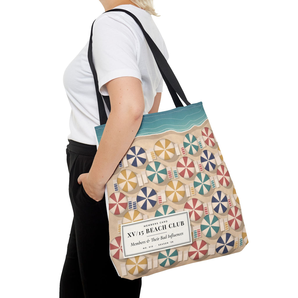 XV/15 Beach Club All-Over Print Tote Bag — Retro Beach Umbrella Tote