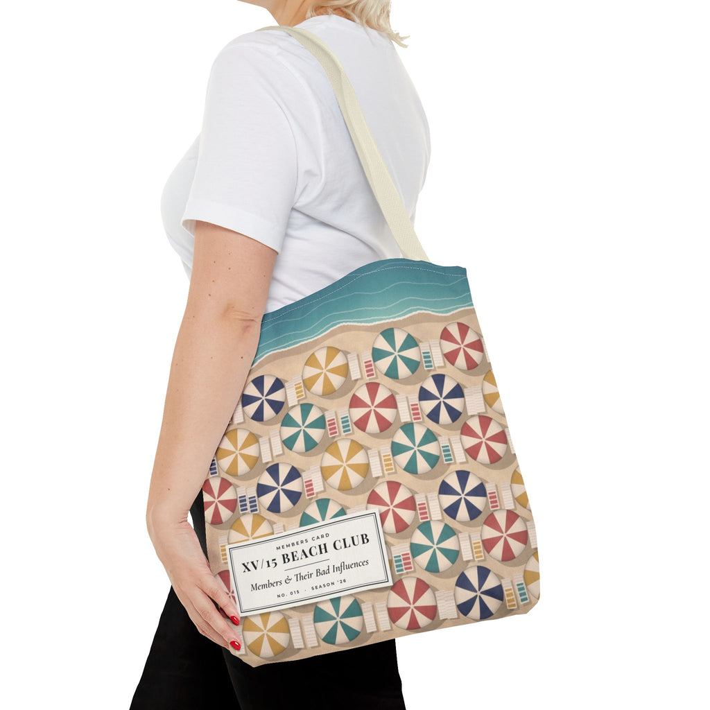 XV/15 Beach Club All-Over Print Tote Bag — Retro Beach Umbrella Tote