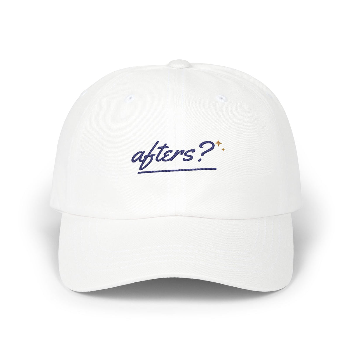 Afters? Embroidered Dad Hat — Retro Script Nightlife Cap