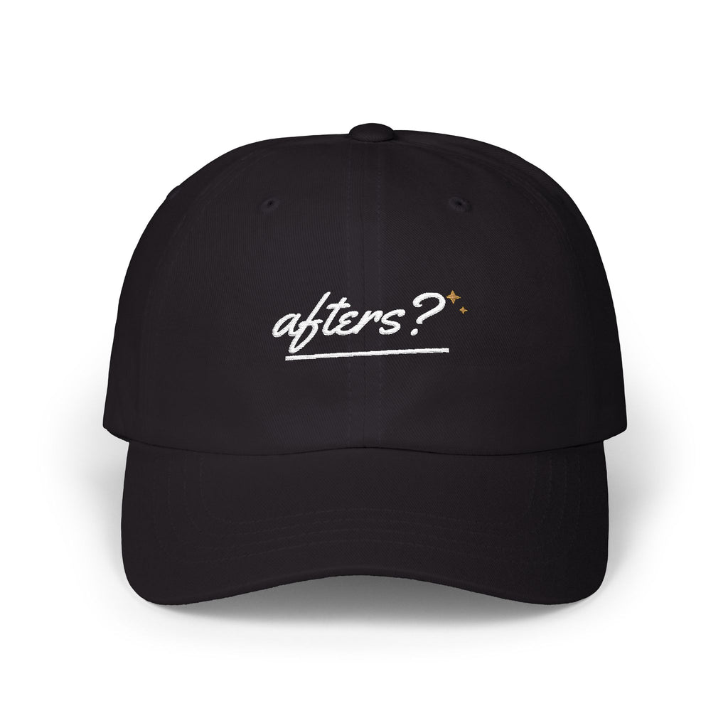 Afters? Embroidered Dad Hat — Retro Script Nightlife Cap
