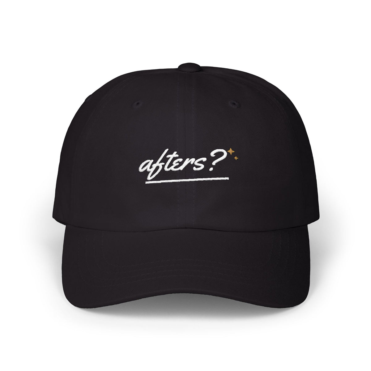 Afters? Embroidered Dad Hat — Retro Script Nightlife Cap