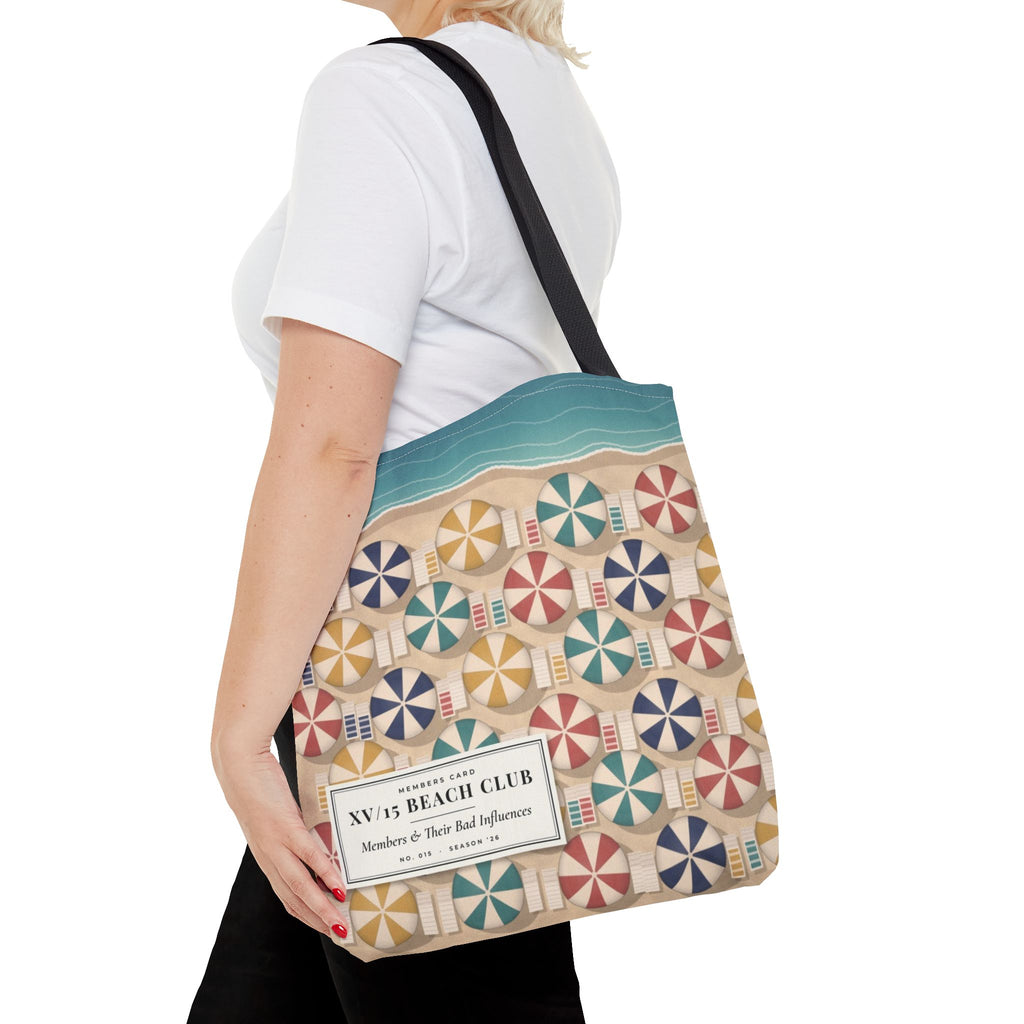 XV/15 Beach Club All-Over Print Tote Bag — Retro Beach Umbrella Tote