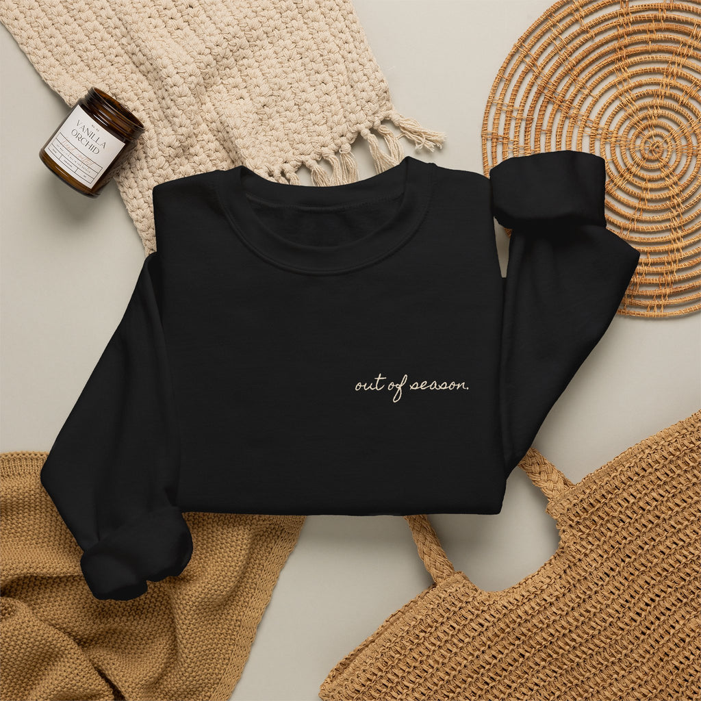 The Season Ended. We Didn't. Crewneck Sweatshirt — Mykonos Off-Season Flash Photo Back Print