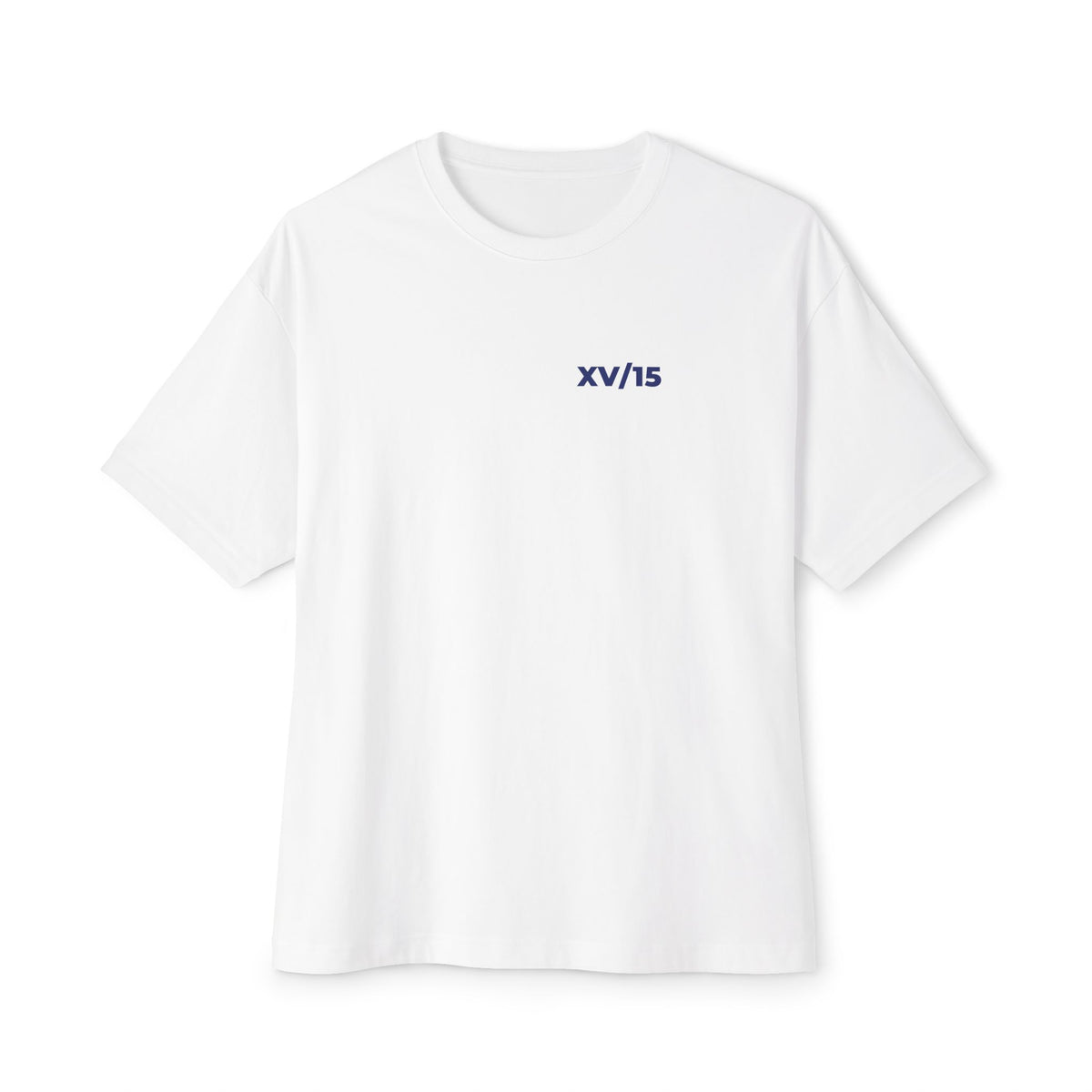 Tequila Made Me Do It. Oversized Boxy Tee — Blue & White Hand-Painted Decanters Back Print T-Shirt