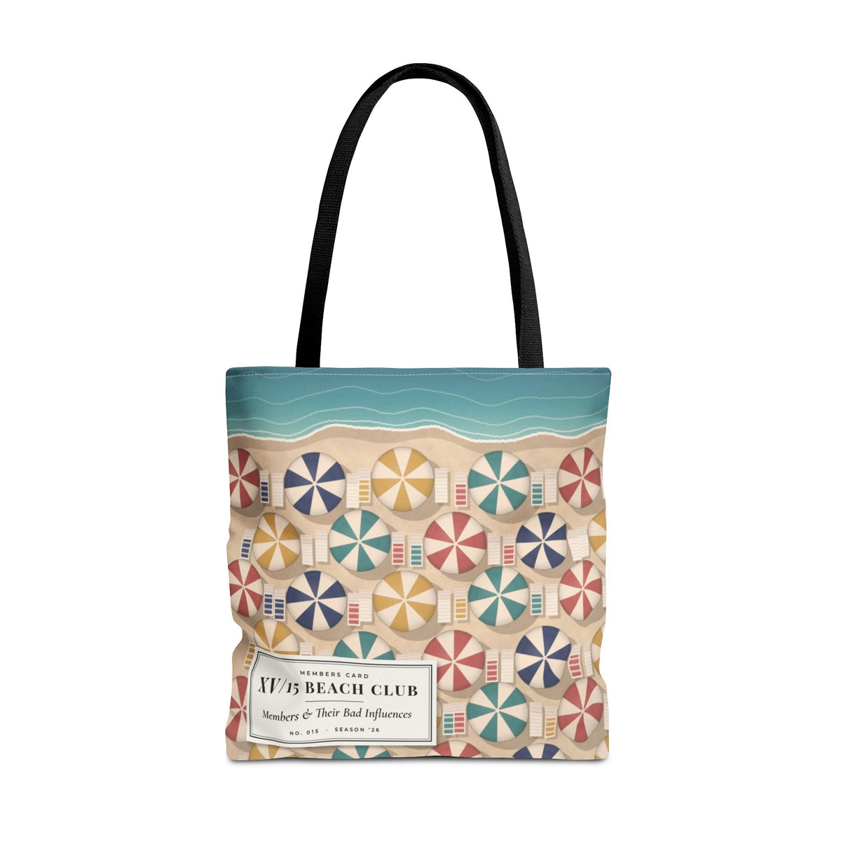 XV/15 Beach Club All-Over Print Tote Bag — Retro Beach Umbrella Tote