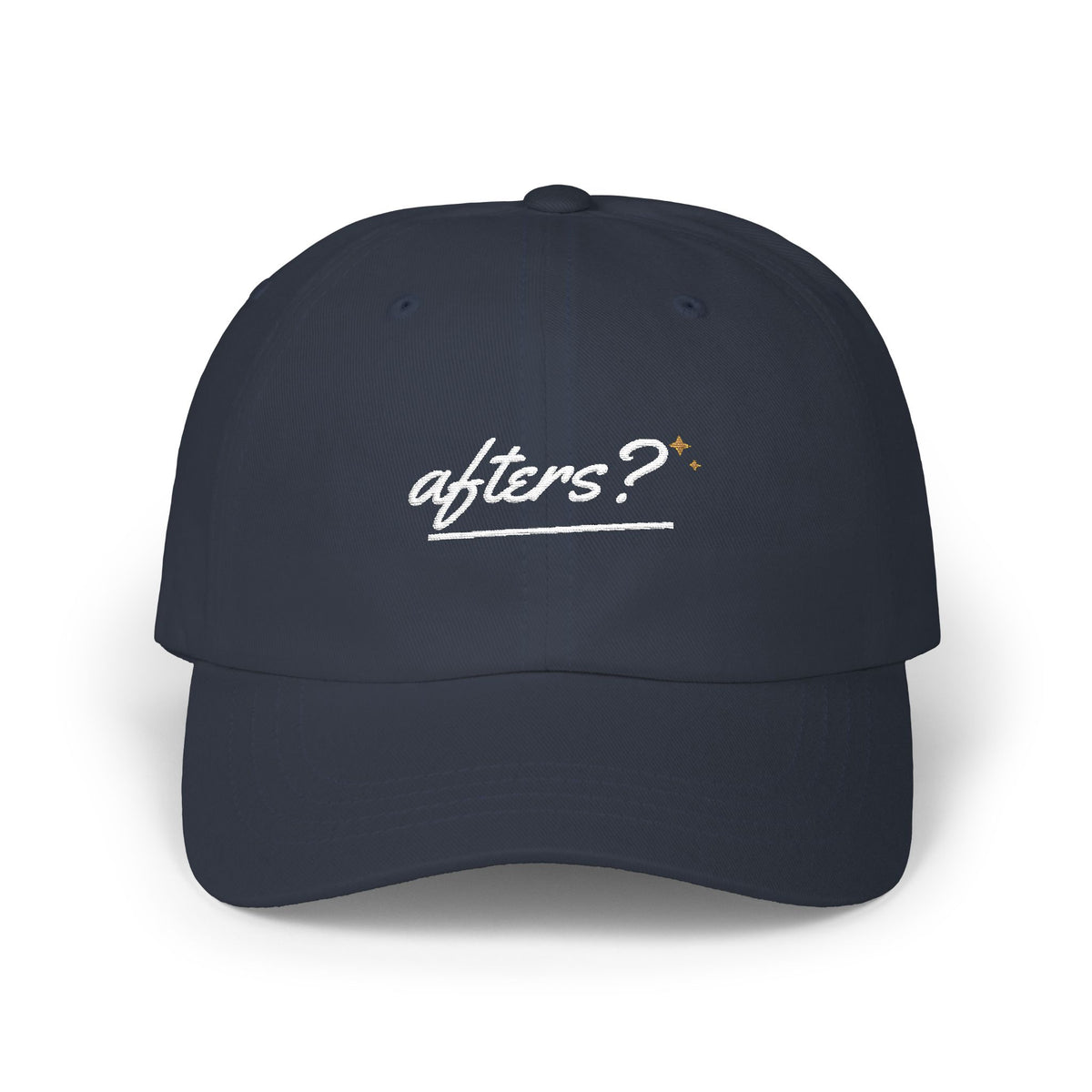 Afters? Embroidered Dad Hat — Retro Script Nightlife Cap