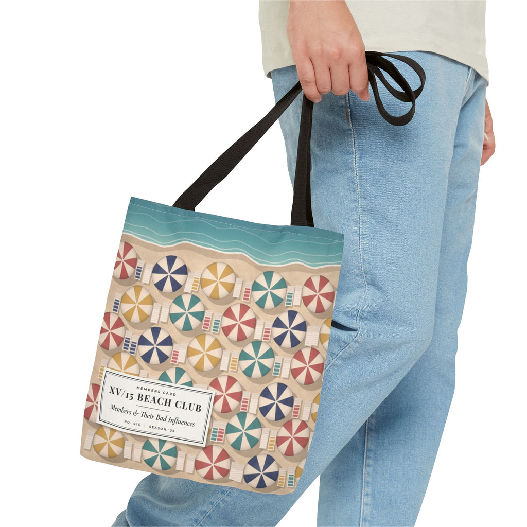 XV/15 Beach Club All-Over Print Tote Bag — Retro Beach Umbrella Tote