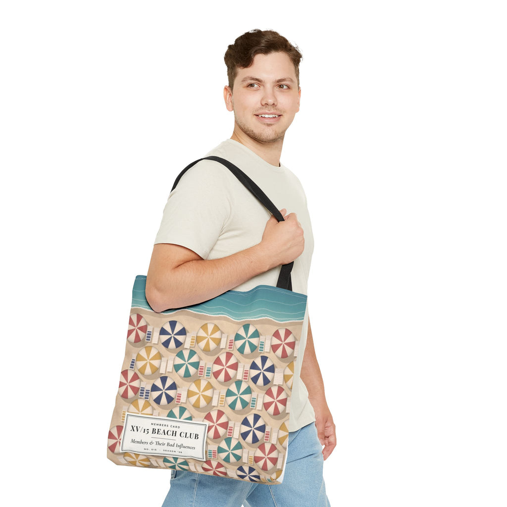 XV/15 Beach Club All-Over Print Tote Bag — Retro Beach Umbrella Tote