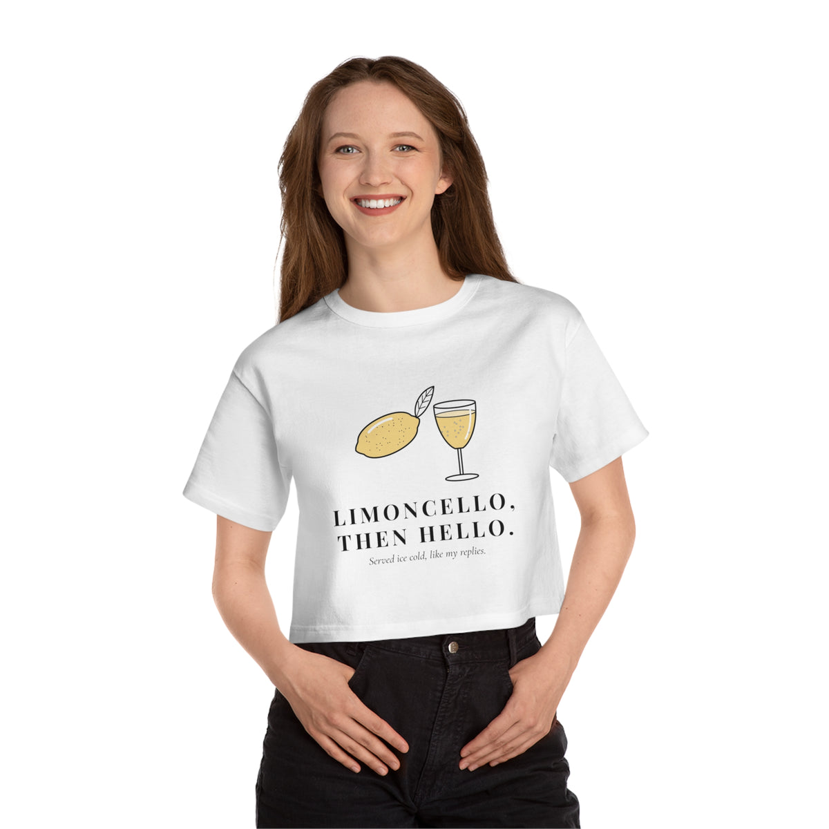 Limoncello, Then Hello Cropped Tee — Lemon Liqueur Cocktail Crop Top