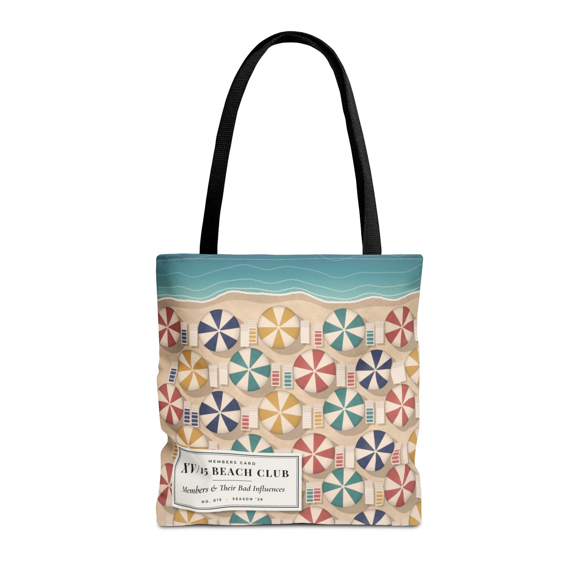 XV/15 Beach Club All-Over Print Tote Bag — Retro Beach Umbrella Tote