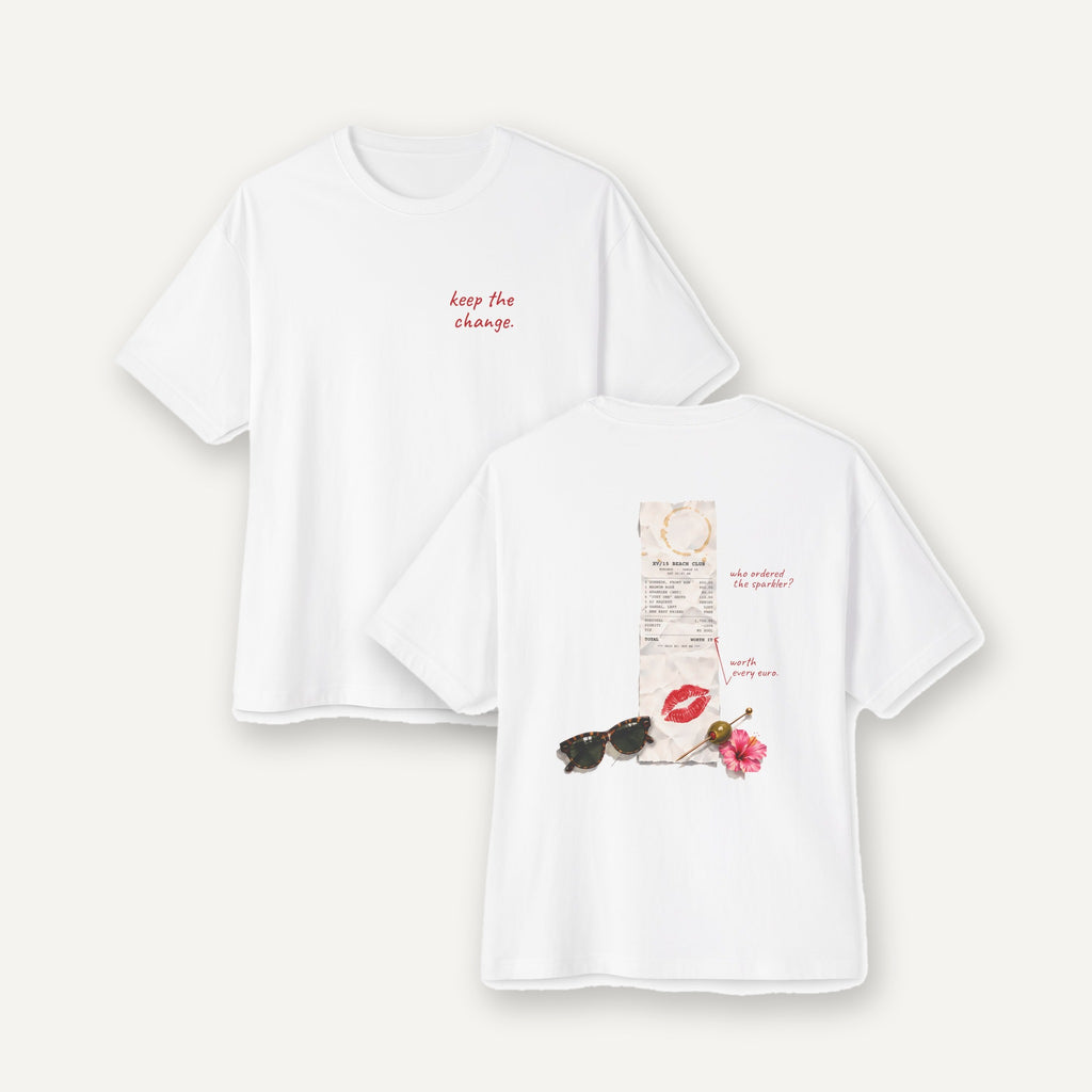 Beach Club Receipt tee, front and back