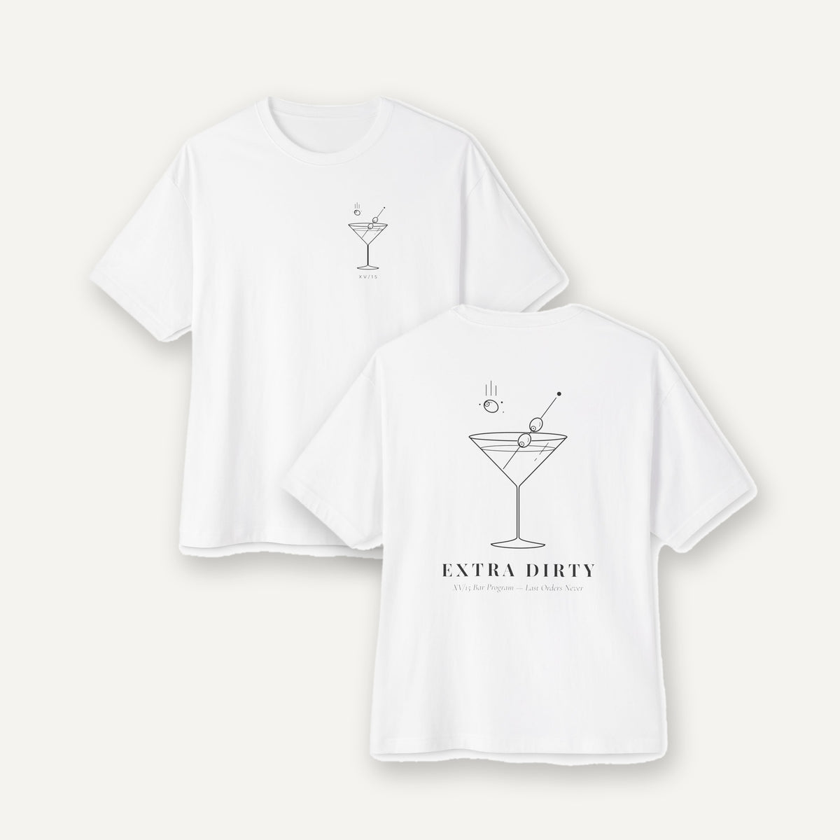 Extra Dirty Martini tee, front and back