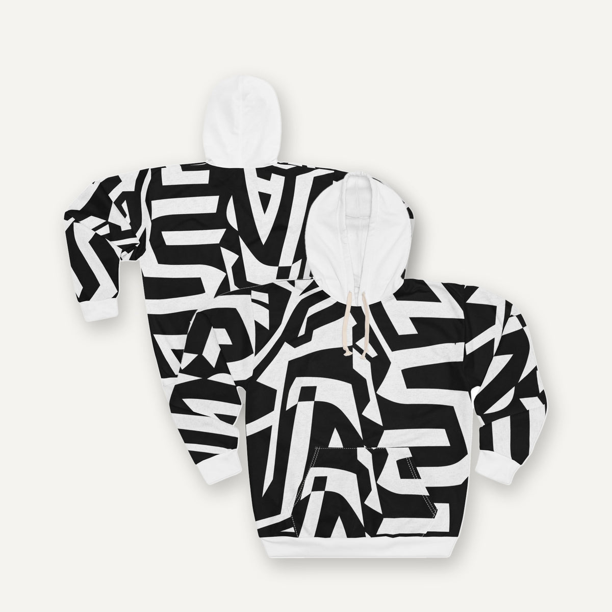 Abstract geometric hoodie, front and back